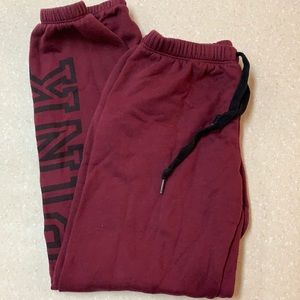 burgundy; PINK sweatpants; XS